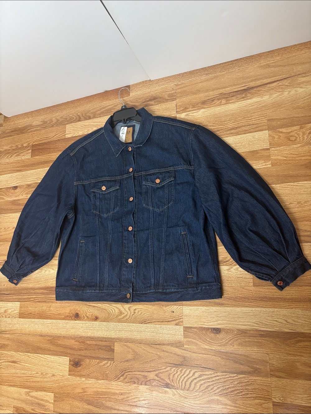 Gap UltraSoft Oversized Balloon-Sleeve Icon Denim Jacket size XL Tall